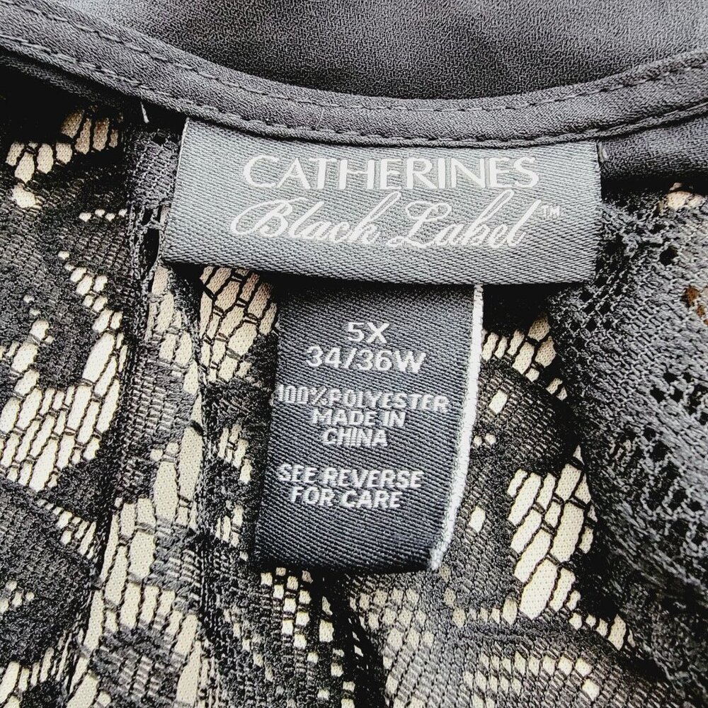 Catherines Black Label Bell Sleeve Top Plus Size 5X 34/36W Lace Overlay Pullover - Picture 4 of 4